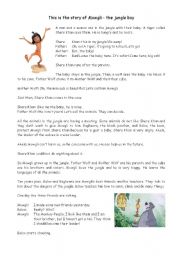 English Worksheet: The sotry of Mowgli - the jungle boy