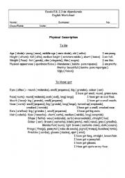 English Worksheet: Physical Description