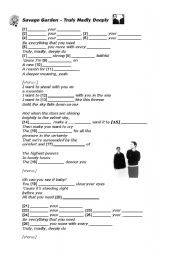 English Worksheet: Savage Garden - Truly madly deeply