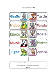 Animal Dominoes Set 2 (20 dominoes with 10 animals, set includes 20 memory cards)