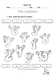 English Worksheet: numbers 1-10