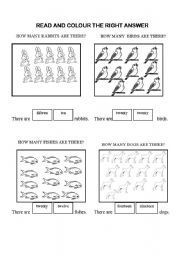 English worksheet: How many animals are there?