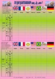 English Worksheet: AM - IS - ARE - BATTLESHIP