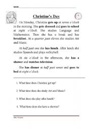 English Worksheet: ChistineS Day