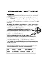 English Worksheet: When I grow up