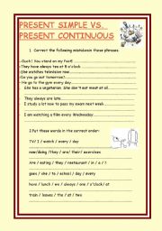 English Worksheet: Present Simple vs. Present Continuous