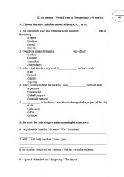 English Worksheet: Vocab and Grammar