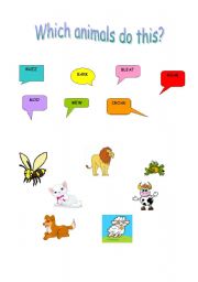 English worksheet: ANIMAL SOUNDS