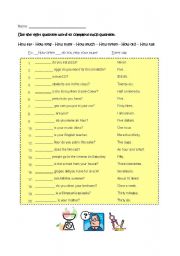 English Worksheet: Question Words Starting with 