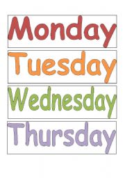 English Worksheet: Days of teh week