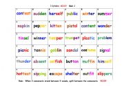 English Worksheet: 4inarowsyllables