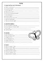 English Worksheet: Personal Informations Review