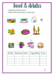 English worksheet: FOOD AND DRINK