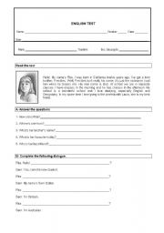 English Worksheet: English test