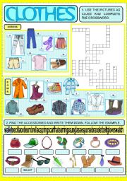 English Worksheet: CLOTHES & ACCESSORIES (+ KEY)