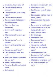 English Worksheet: Class Language