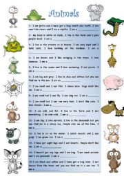 English Worksheet: Find out the Animals