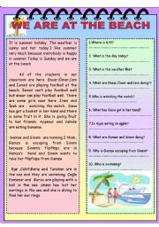 English Worksheet: We are at the beach