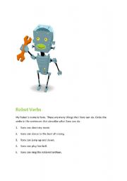 English Worksheet: Robot Verbs