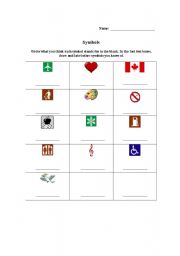 English Worksheet: Symbol Worksheet