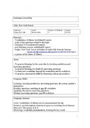 English Worksheet: listening lesson plan