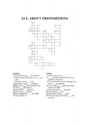English Worksheet: All About prepositions