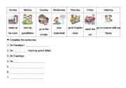 English Worksheet: My week schedule