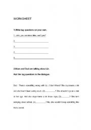 English worksheet: tag questions