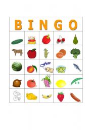 English Worksheet: The food bingo