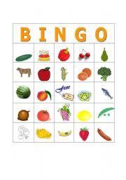 English worksheet: The food bingo