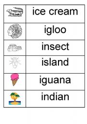 English Worksheet: i - picture/word match