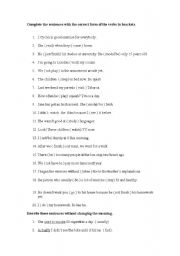 English Worksheet: verb tenses,reported speech,rewriting,relatives