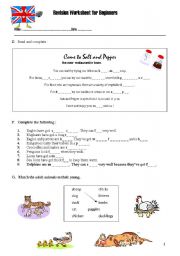 English Worksheet: REVISION WORKSHEET FOR BEGINNERS - Part 1 B