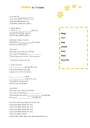 English Worksheet: song - yellow by coldplay