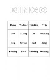 English worksheet: Bingo