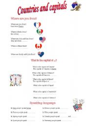 English Worksheet: Countries and Capitals