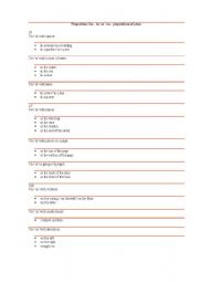 English worksheet: Use of prepositions of place 