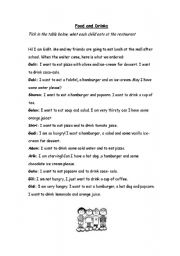 English Worksheet: Food and Drinks