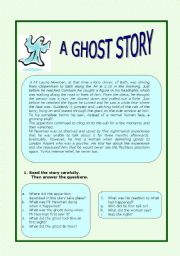 English Worksheet:  A GHOST STORY