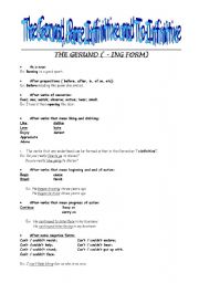 English Worksheet: The Gerund, bare infinitive and to-infinitive