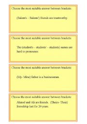 English worksheet: Possessives cards