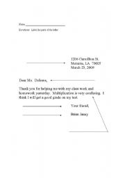 English worksheet: Parts of a Friendly Letter