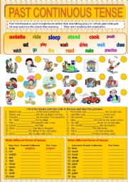 English Worksheet: PAST CONTINUOUS TENSE - (B/W & Keys)