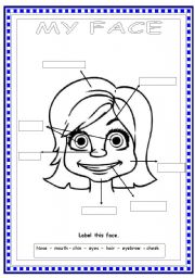 English Worksheet: MY FACE