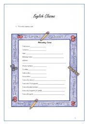 English Worksheet: Identity card