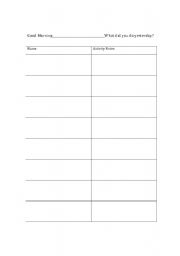 English Worksheet: Simple past tense speaking and writing activity Adult ESL