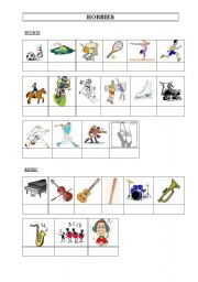 English worksheet: hobbies