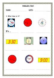 ENGLISH TEST: TIME & ROUTINES