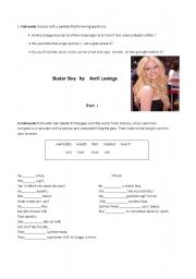 English worksheet: song avril lavigne