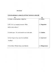 English worksheet: functions and structures